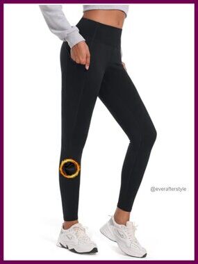 Fleece Lined Thermal Yoga Leggings High Waisted Workout Pants with Pockets
